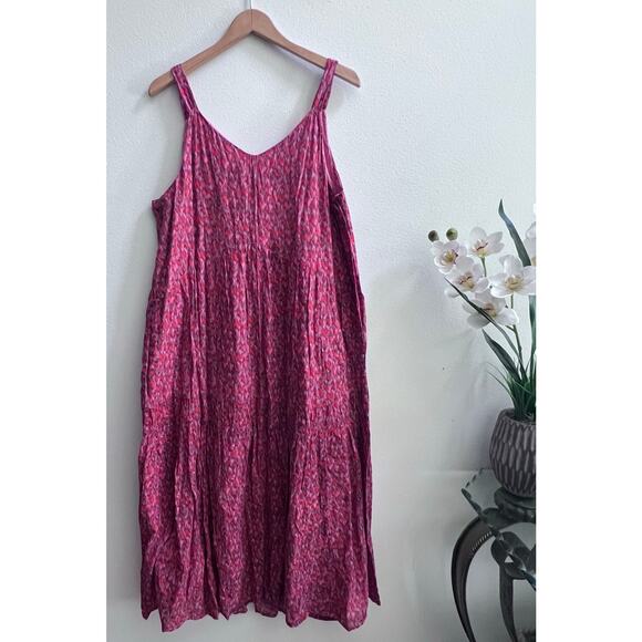 Joie Women's Tea Rose Pink Maxi Dress XL Sleeveless Boho Tiered Sundress Flowy - Picture 3 of 10
